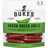 DUKE'S paquete frontal de Shorty Hatch Green Chile mostrando tamaño y marca