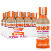 Dunkin' botella frontal mostrando diseño y marca, conveniente para consumo inmediato