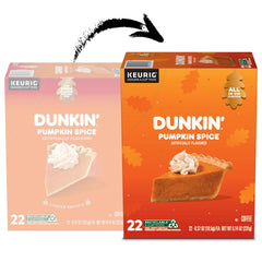 Dunkin' taza servida recién hecha mostrando aroma y calidez otoñal