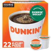 Dunkin' caja frontal con 22 cápsulas mostrando conveniencia para mañanas