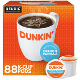 Dunkin' empaque frontal que muestra sabor vainilla y conveniencia