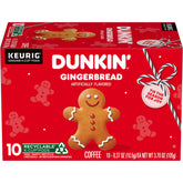 Dunkin' frente de la caja gingerbread mostrando diseño festivo y conveniencia