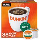 Dunkin' paquete frontal de cápsulas K-Cup mostrando diseño y conveniencia