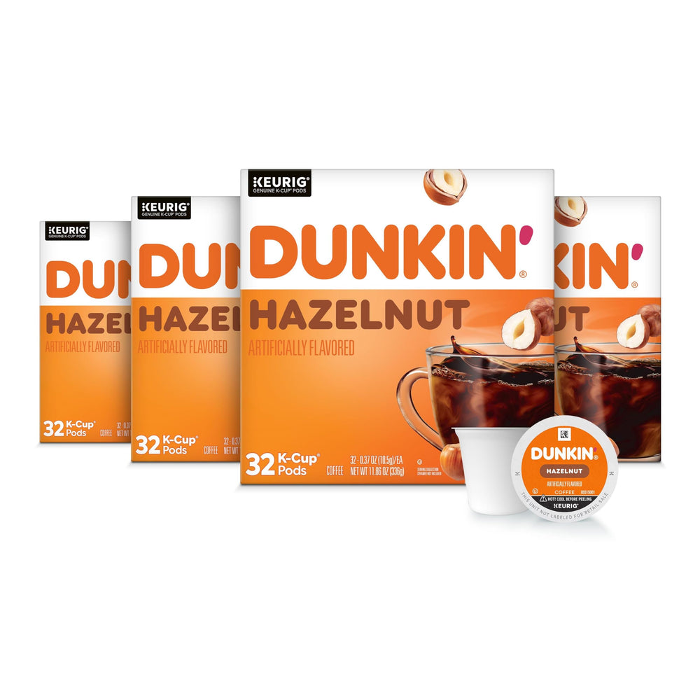 Dunkin' caja frontal mostrando 128 cápsulas y diseño claro