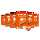 Dunkin' empaque frontal mostrando 60 cápsulas y diseño otoñal, conveniencia inmediata