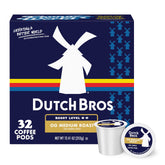 Dutch Bros caja delantera mostrando 32 cápsulas y beneficios de sabor