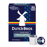 Dutch Bros caja frontal 22 cápsulas mostrando diseño y conveniencia