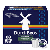 Dutch Bros embalaje frontal de 60 cápsulas mostrando la marca y conveniencia