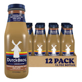 Dutch Bros botella frente mostrando etiqueta y sabor Chocolate Macadamia Nut, listada para beber