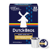 Dutch Bros caja frontal mostrando 22 cápsulas, facilidad de almacenamiento