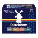 Dutch Bros frente del pack de 60 cápsulas mostrando variedad y conveniencia