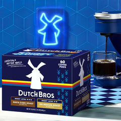 Dutch Bros cápsula Mafia Dark resaltando tueste oscuro y cuerpo intenso