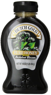 Dutch Gold tarro frontal de miel de alforfón 16 oz, envase visible y etiqueta clara