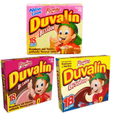 duvalin frente mostrando las 3 cajas y variedad de sabores para elegir