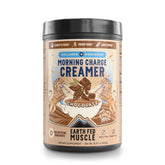 Earth Fed Muscle envase frontal mostrando nombre y sabor chocolate