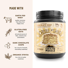 Earth Fed Muscle panqueque con chispas listo para comer, alto en proteína