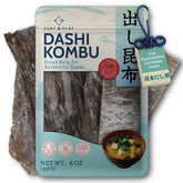 East and Else paquete frontal mostrando kombu y beneficios de umami