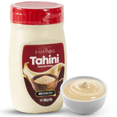 Eastanbul tahini frente del envase mostrando marca y tamaño 1 lb, alta calidad