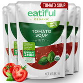 EATIFUL empaque frontal de sopa de tomate, presentación y conveniencia