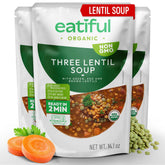 EATIFUL sopa de lentejas frontal muestra envase y beneficios saludables