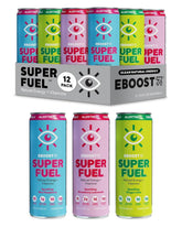 EBOOST lata frontal con etiqueta visible y energía limpia
