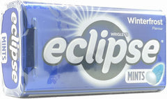 Eclipse lata frontal mostrando etiqueta Winterfrost y beneficio de frescura inmediata