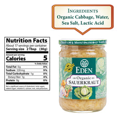 Eden Organic Sauerkraut detalle de etiqueta que muestra origen orgánico
