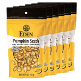 Eden semillas de calabaza frontal mostrando paquete resellable y beneficio de frescura