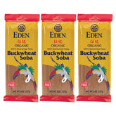 Eden fideos soba frente del paquete mostrando sello orgánico y apariencia natural