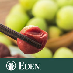 CREATION AND MAINTENANCE OF PURITY IN FOOD detalle de hoja de shiso en umeboshi Eden, añade color
