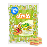 efrutti empaque frontal de mini burgers, presenta bolsa 2 lb para almacenamiento práctico