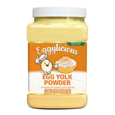 Eggylicious envase frontal de 1 lb mostrando conservación y practicidad