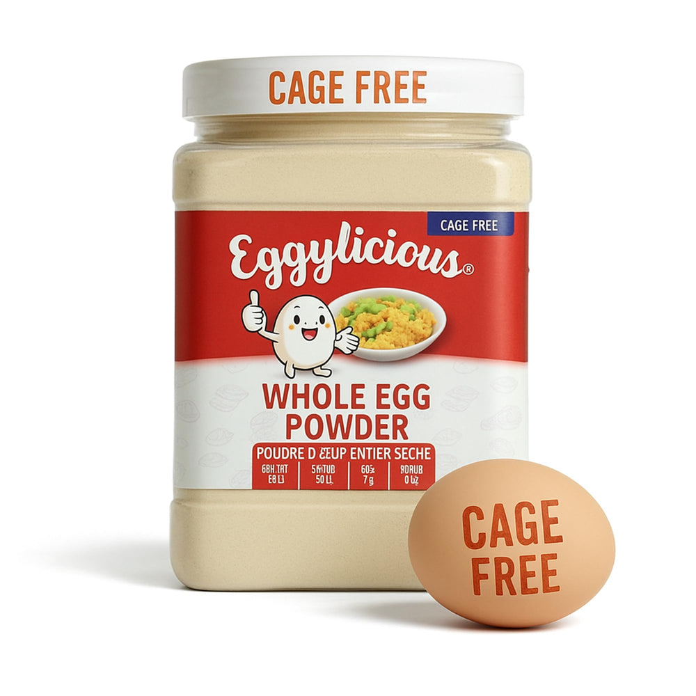 Eggylicious frasco delante mostrando empaque y conveniencia
