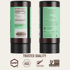 Egmont Honey etiqueta UMF 10+ MGO 265+ mostrando certificación visible