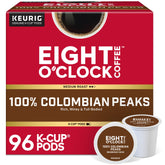 Eight O'Clock Coffee paquete frontal mostrando 96 cápsulas y conveniencia