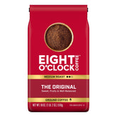 Eight O'Clock Coffee vista frontal del empaque que transmite historia y sabor reconocible