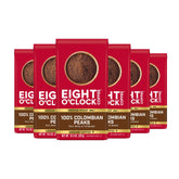 Eight O'Clock Coffee paquete frontal mostrando marca y variedad Colombian Peaks beneficios de conveniencia
