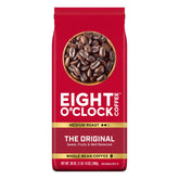 Eight O'Clock Coffee presentación frontal mostrando bolsa y marca, ideal para compra informada
