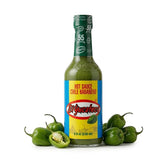 El Yucateco botella frontal con salsa verde, apariencia auténtica y atractiva