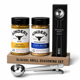 Eli&Val frontal con Kinder's Buttery Steakhouse y Cowboy Butter, presentación clara