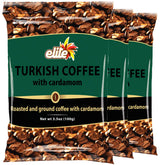 ELITE paquete frontal de café turco con cardamomo, empaque atractivo y práctico