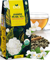 Enzo's Private Selection envase frontal con perlas de té verde jazmín mostrando presentación
