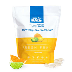 Epic chicle Fresh Fruit paquete frontal muestra 1000 piezas y ventaja ahorro
