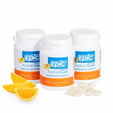 Epic empaque frontal naranja mango mostrando 150 piezas y beneficios