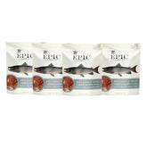 Epic Jerky Bites frontal del envase mostrando la bolsa y la marca, práctico para llevar