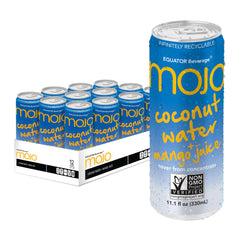 EQUATOR Beverage MOJO frente con mango y coco, hidratación lista para beber