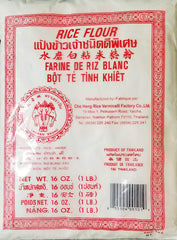ERAWAN bolsa roja frente mostrando harina de arroz, textura fina y versatilidad