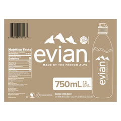 evian botella 750 ml con tapa deportiva mostrando uso fácil y seguro