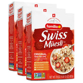 Familia empaque frontal del muesli mostrando la mezcla completa y conveniencia