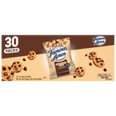 Famous Amos caja frontal mostrando 30 bolsas, facilidad para compartir